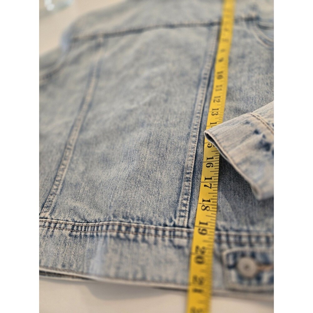 Old Navy Star Studded Collar Fray Denim Trucker Classic Jean Jacket Women’s L - Picture 8 of 12